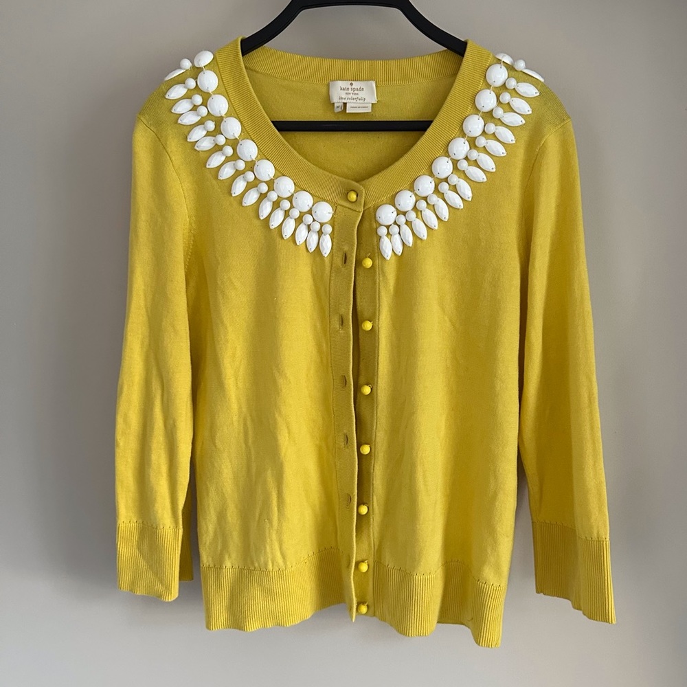 Kate Spade Embellished Yellow Cardigan